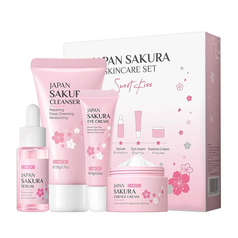1 Pack Skin Care Set, Containing Deep Cleansing Facial Cleanser+ Hydrating Facial Cream + Skin Refining Facial Serum+Firming Eye Cream, Smoothing Fine Lines