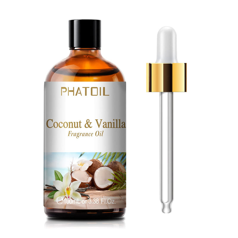 [Australia] - 3.38FL.OZ Coconut & Vanilla Fragrance Oils for Aromatherapy, Essential Oils for Diffusers for Home, Perfect for Diffuser, Yoga, DIY Candle and Soap Making - 100ml 