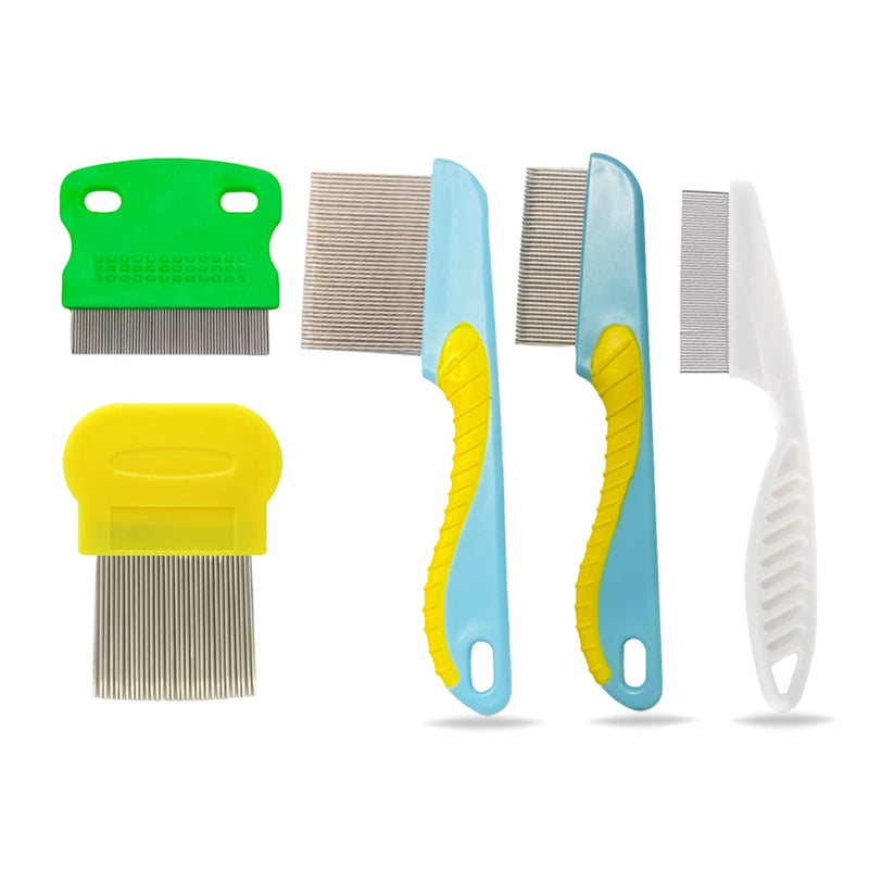 [Australia] - 5 Pieces Hair Nit Combs Remove Head Nits Fine Stainless Steel Teeth Head Nit Comb For Pets Kids And Adults 