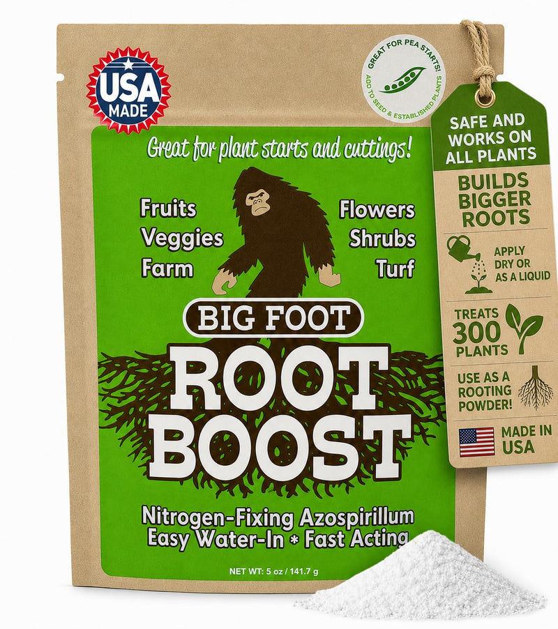 Big Foot Probiotic Root Boost Water Soluble Powder for Established Plants and Transplants - Grow Root Size, Increase Nitrogen, Grow New Plants from Cuttings, Pea Inoculant - 5 Ounces 5 oz