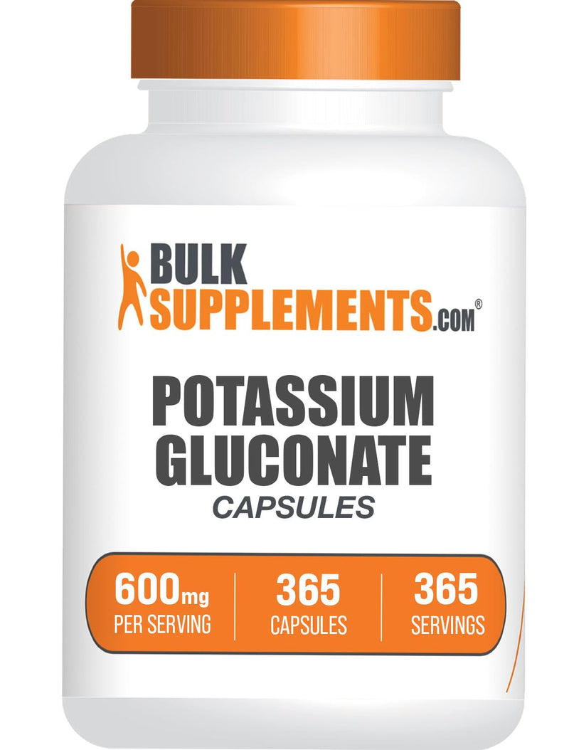 [Australia] - BulkSupplements.com Potassium Gluconate Capsules - Potassium Gluconate Supplement, Potassium Gluconate 600mg, Potassium Supplement - Gluten Free, 1 Capsule per Serving, 365 Capsules (Pack of 1) 
