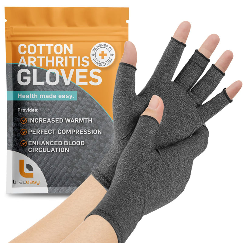 [Australia] - Compression Gloves: Open-Fingertip Arthritis Gloves; Fingerless Gloves Men & Women; Open Finger Gloves, Ideal as Carpal Tunnel Gloves, Raynauds Gloves, Hand Brace for Arthritis [Grey, Medium] Gray 