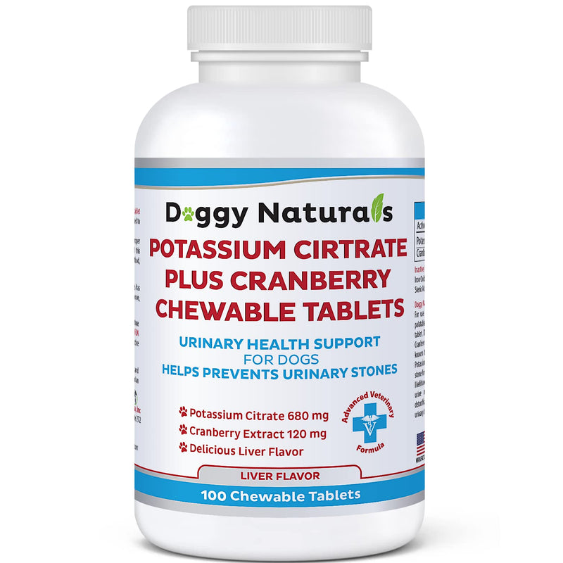 Potassium Citrate Plus Cranberry Supplement for Dogs (100 Tablets) - Urinary Tract Support-Helps Deter Formation of Calcium Oxalate Stones - Deters Bladder & Kidney Stones (Made in U.S.A) - PawsPlanet Australia