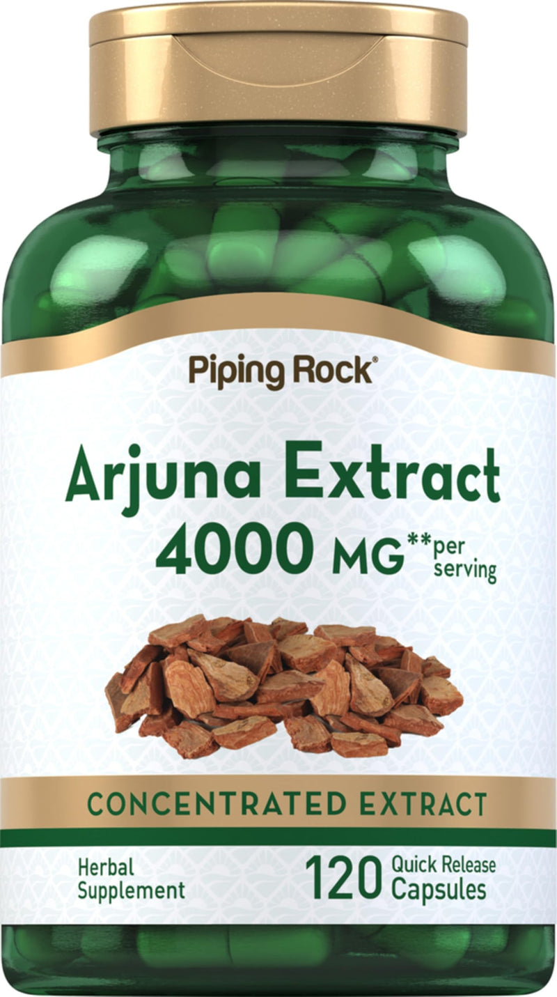 [Australia] - Piping Rock Arjuna Extract | 4000 mg | 120 Capsules | from Arjuna Bark Herb | Concentrated Herbal Supplement | Non-GMO, Gluten Free 