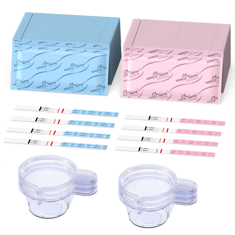 Easy@Home Ovulation & Pregnancy Test Kit, 25 LH + 10 hCG Tests, 35 Cups | Ovulation and Pregnancy Test Strips with 35 Large Urine Cups, Compatible with the Premom APP for Convenient Cycle Tracking 25LH + 10HCG