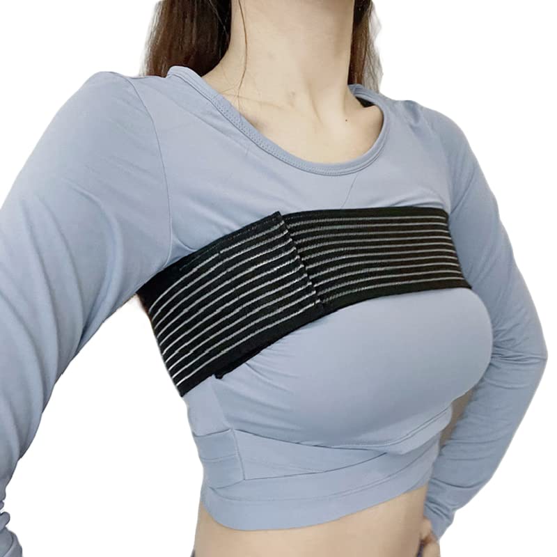 [Australia] - Breast Compression Support Band, Post Surgery Breast Implant Stabilizer, Adjustable Chest Belt, Compression Bandage for Women (Black) Black 