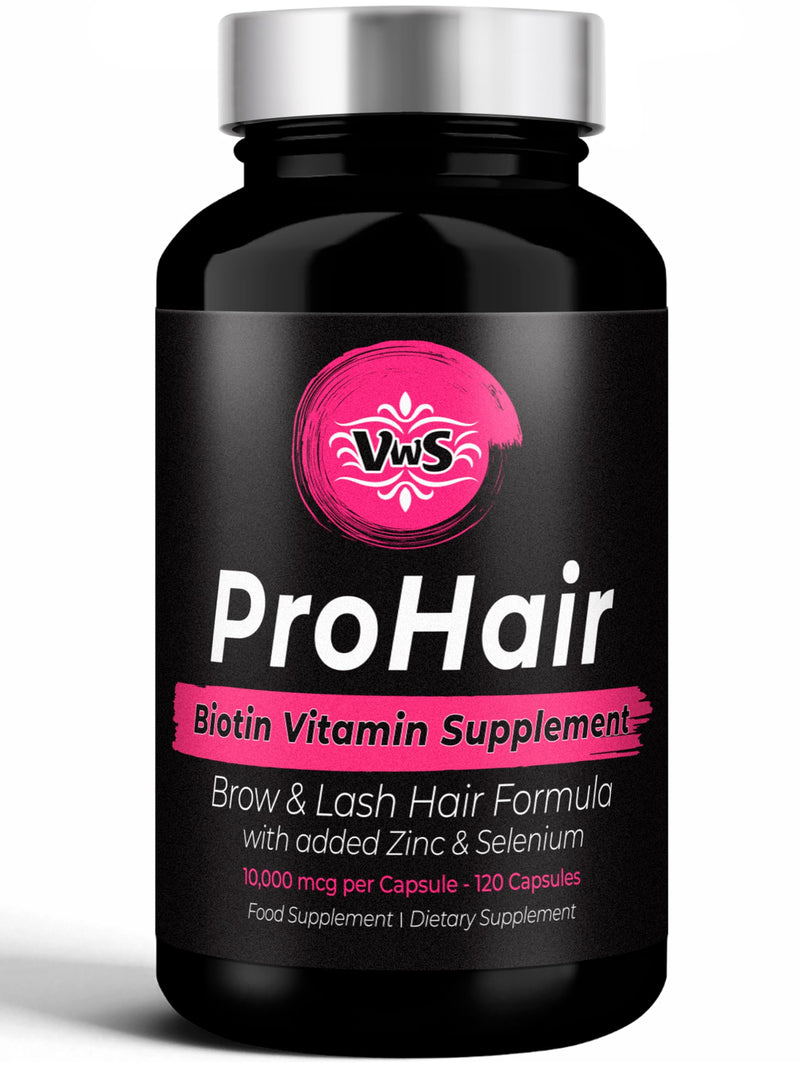 VWS Biotin 10,000 mcg Dietary Supplement w/Zinc & Selenium to Promote Thicker Hair Growth, Stronger Nails & Healthy Skin for Women and Men, 120 Vegan Capsules 1 Count (Pack of 120)