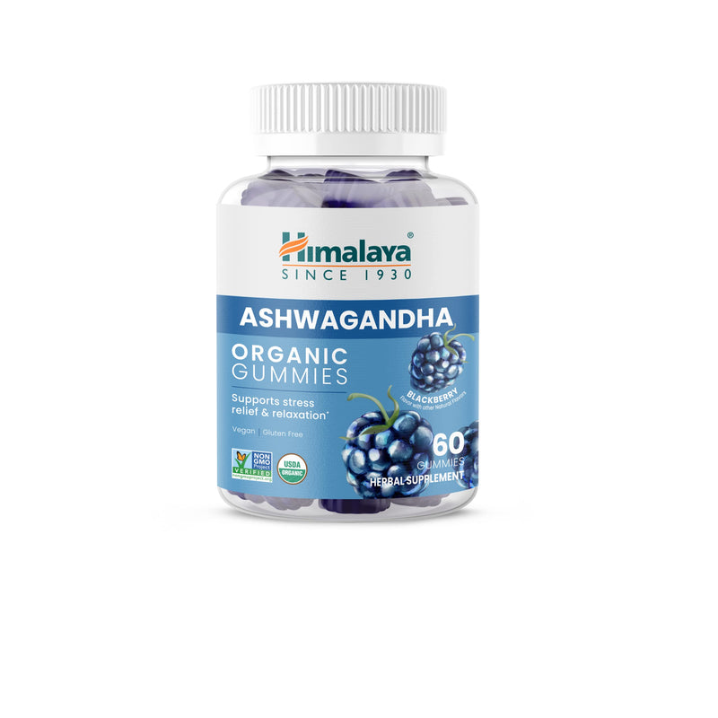 [Australia] - Himalaya Ashwagandha Organic Gummies, KSM-66 Organic Ashwagandha to help with Stress Relief, Energy and Relaxation, 60 Gummies with Delicious Blackberry Flavor 