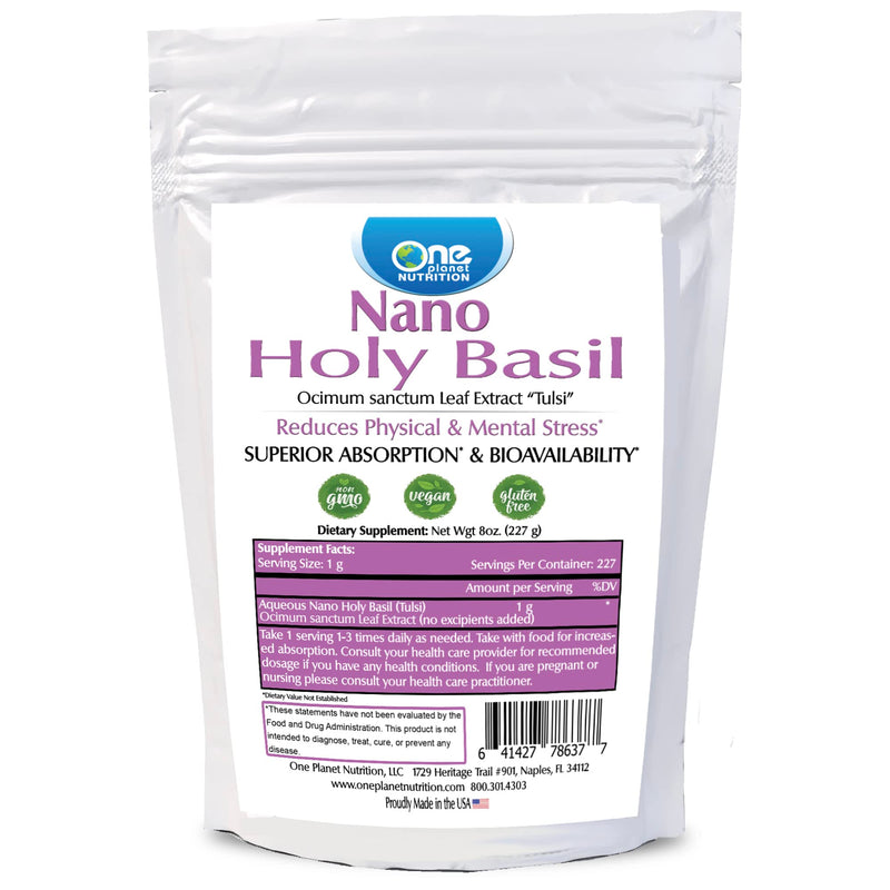 [Australia] - Nano Holy Basil (Tulsi), Tulsi Powder Supplement with High Absorption, Non-GMO and Gluten-Free Holy Basil Leaf Extract Supplement with No Excipients Added - 8 oz (227 g) 
