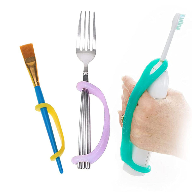 [Australia] - Elderly Female 3-Pack, Silicone Adaptive Aid, Universal Cuff Hand Grip Assistive Device for Rehab, Arthritis, Parkinsons, Stroke, Physical Therapy 