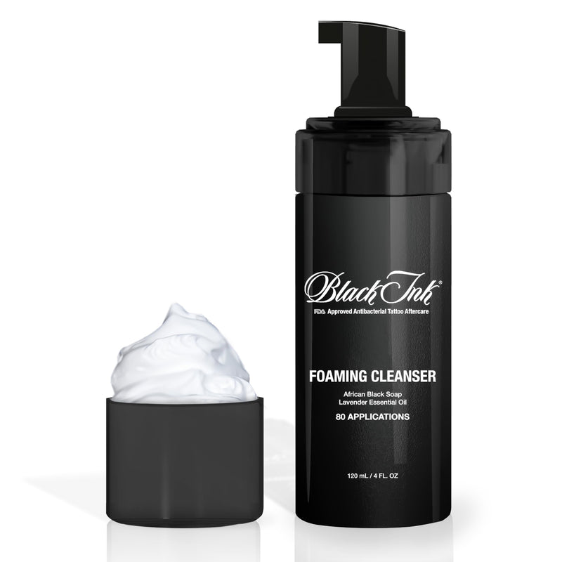 [Australia] - BLACK INK Tattoo Aftercare Tattoo Soap - Raw African Black Soap Foaming Tattoo Cleaner w/Organic Lavender Essential Oil - Tattoo Care Soap for Tattoos - Made in the USA 4 Fl Oz (Pack of 1) 