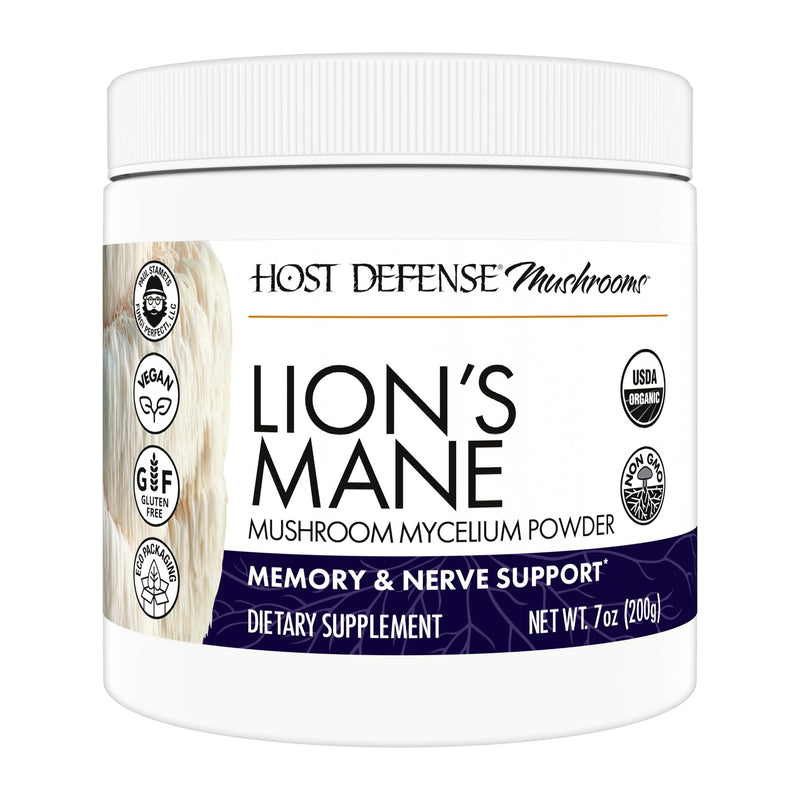 [Australia] - Host Defense Lion's Mane Powder - Brain Health Support Supplement - Mushroom Supplement to Support Focus & Memory Function - Immune & Nervous System Support Supplement - 7 oz (133 Servings)* 7 Ounce (Pack of 1) 