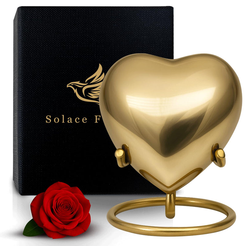 [Australia] - Mini Urn for Human Ashes ‚Äì Keepsake Urn for Ashes ‚Äì Small Heart Urn Memorial with Stand ‚Äì A Beautiful Heart Shaped Tribute for Women, Men, Baby & Infant (Golden, Small) Golden 