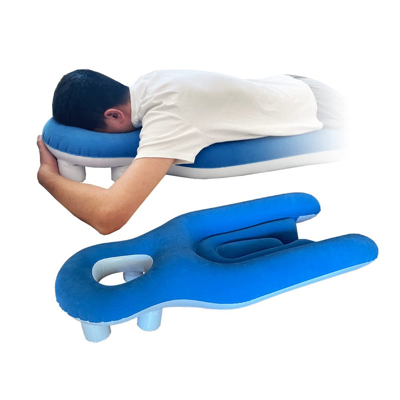 [Australia] - Face Down Pillow After Eye Surgery, Prone Pillow with Arm Hole for Sleeping, Retinal Detachment Vitrectomy Recovery Lying Pillow, Inflatable Face Support Post Eye Surgery Head Cradle (Blue) 