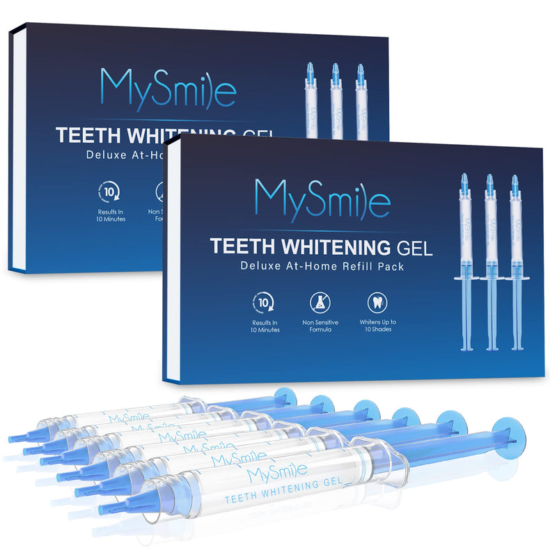 [Australia] - MySmile Teeth Whitening Gel Refills Pack, 6 Non-Sensitive Teeth Whitening Gel Pen, Teeth Whitener Dental Grade Tooth Whitening Gel for Tray, 10 min Fast Result Whitening Pack Of(6) 