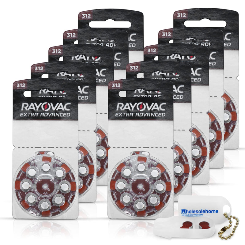 [Australia] - Rayovac Hearing aid Batteries Size 312, 80 Extra Advanced Mercury-Free Batteries with Battery Caddy 80 Batteries 