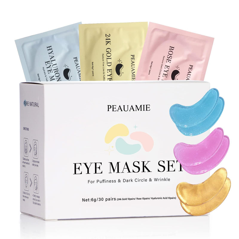 [Australia] - Under Eye Patches (30 Pairs) Gold Eye Mask and Hyaluronic Acid Eye Patches for puffy eyes,Rose Eye Masks for Dark Circles and Puffiness under eye skin care Smooth Wrinkles products 