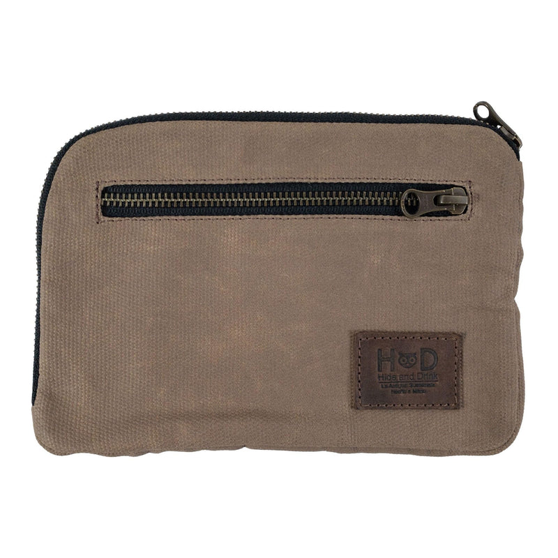 Hide & Drink, Zipper Gear Pouch, Camping Bag, Travel Accessory, Multi-Purpose Bag, Waxed Canvas and Full Grain Leather Fatigue