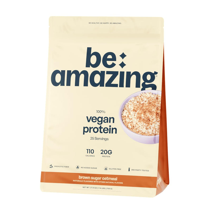 [Australia] - BE AMAZING Vegan Protein Powder, Brown Sugar Oatmeal, 20g Plant Based Protein with Prebiotic Fiber, Low Carb, Dairy and Gluten Free Shake Mix, No Added Sugar, 29.3 oz, 25 Servings 