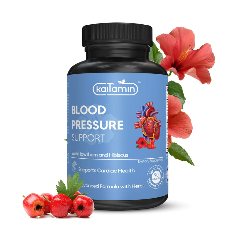 [Australia] - Blood Pressure Support Supplement with Garlic, Hibiscus, and Hawthorn - Supports Cardiac Health and Circulation, Healthy Heart-Supporting Herbs and Vitamins - 90 Capsules, 3 Months Supply. 
