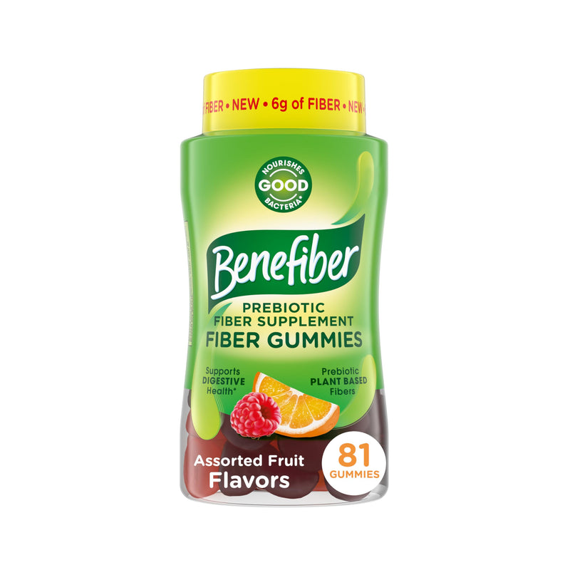 [Australia] - Benefiber Prebiotic Fiber Supplement Gummies for Digestive Health, Assorted Fruit Flavor - 81 Count 1 Count (Pack of 81) 