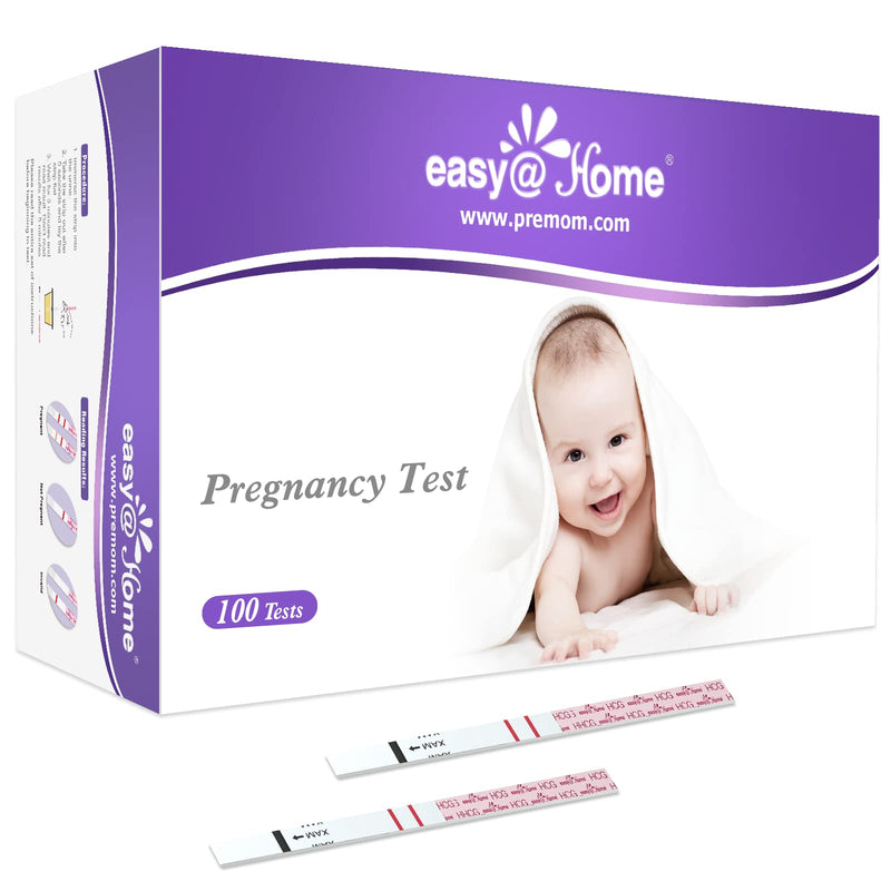 [Australia] - Easy@Home Pregnancy Test Strips Kit: 100 Pack hCG Test Strips - Early Detection Home Bulk Pregnancy Strips | EZW1-S:100 100 Count (Pack of 1) 