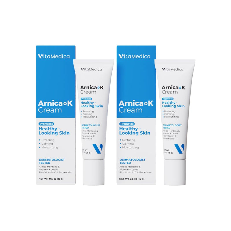 VitaMedica Arnica + Vitamin K Oxide Cream for Thin & Delicate Skin - 2 Pack | 3% Arnica Montana, For Face & Under-Eye - Fragrance-Free, Lightweight, 0.5 oz 0.5 Ounce (Pack of 2)