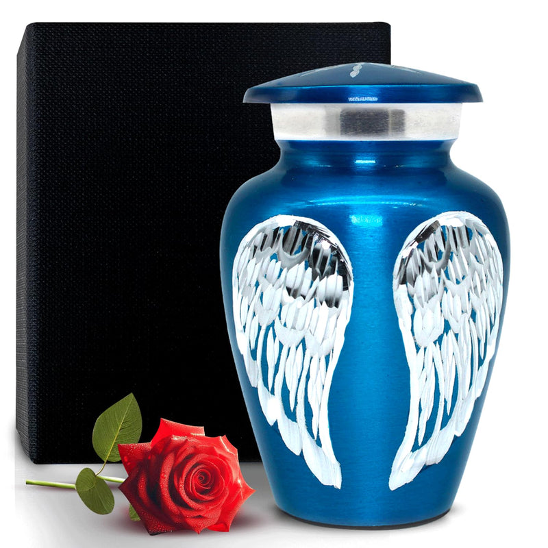 [Australia] - Small Urn for Human Ashes - Mini Keepsake Urn to Honor Loved Ones - Holds 3 Cubic Inches - Memorial Tribute for Mom, Dad, or Someone Special (Blue, Small) Blue 