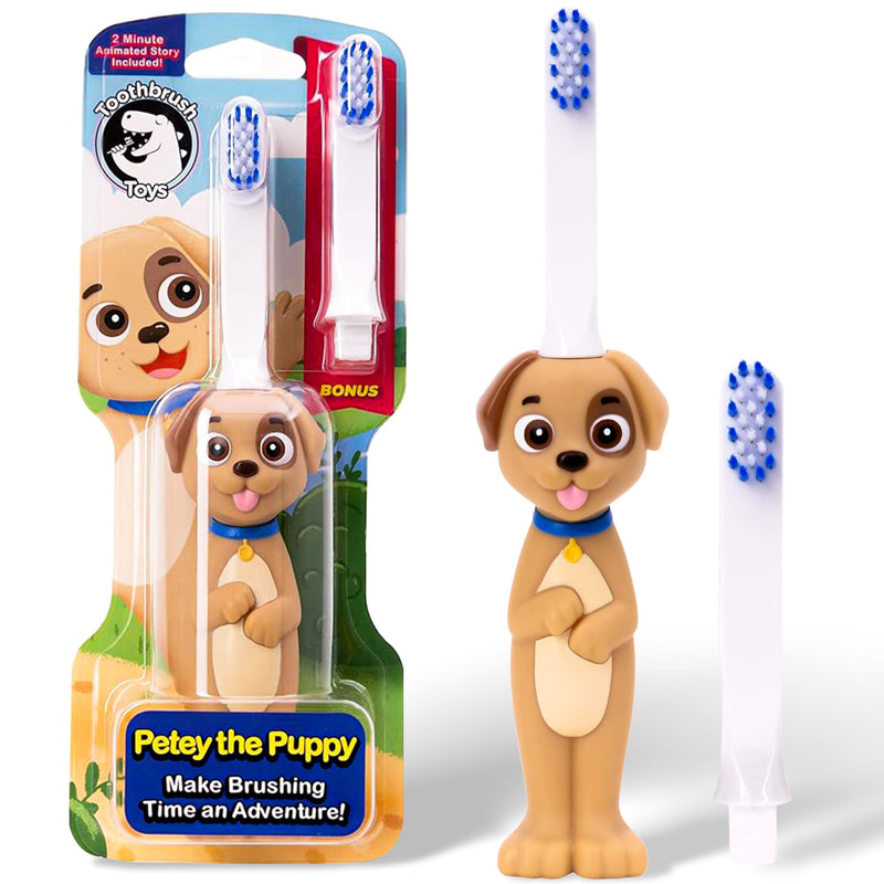 [Australia] - Kids Soft Bristle Puppy Toothbrush for Ages 2+, Gentle and Cute Toothbrush for Children with Replaceable Brush Head, Ergonomic Handle Kids Brush for Teeth Care Ideal for Toddlers, Puppy Design 