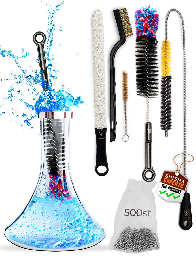 [Australia] - M. ROSENFELD Hookah Cleaning Kit with 5 Brushes & 500 Stainless Steel Cleaning Beads - Premium Hookah Accessories for a Shisha Cleaning - Hookah Bowl & Hookah Vase Cleaning Set & Hookah Cleaning Set 