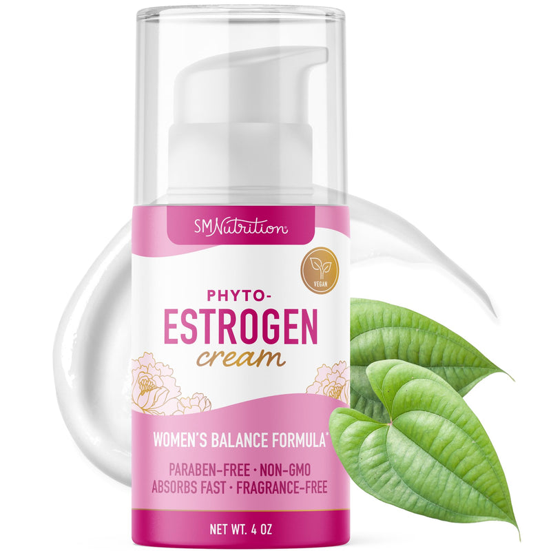 [Australia] - Phyto Estrogen Cream for Women with Wild Yam | Plant Based Hot Flash, Menopause & Menstrual Cycle Support | Black Cohosh, Dong Quai, Red Clover | 96 Topical Servings | 4oz Pump | Vegan, Paraben-Free Phyto-Estrogen 