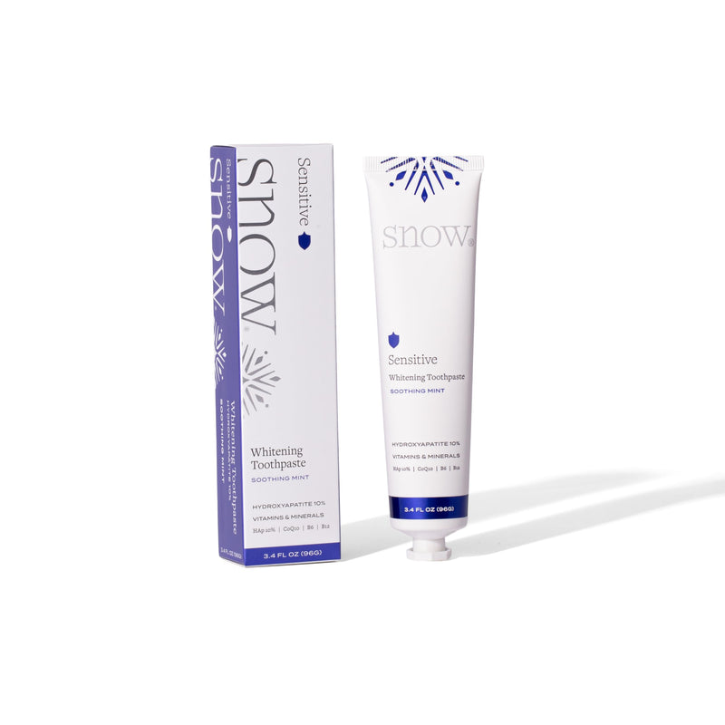 SNOW Sensitive Teeth Whitening Toothpaste with hydroxyapatite, Mint, 3.4 oz | 10% hydroxyapatite with CoQ10 vitamins B6 B12 and C, gentle daily formula, fluoride free, paraben free