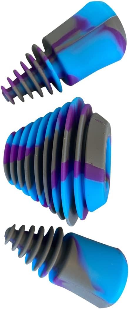 [Australia] - Green Piece® Three Silicone Purple Cleaning plugs + stoppers. Preserver Cap Airtight Bottle Plug Odor Proofing Glass, Plastic and Silicon Pieces 3 Purple Plugs 