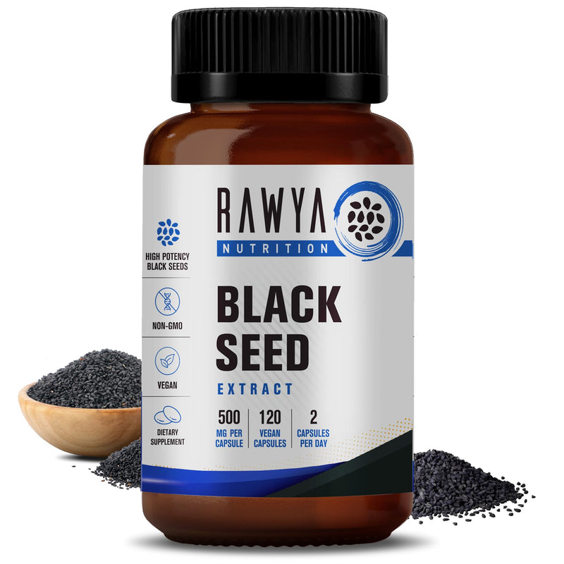 [Australia] - Nutrition, Black Seed Extract, 120 Vegan Capsules, Nigella Sativa, Black Cumin Seed Powder, 500 mg Each Capsule, Supports Immune System, Joints, Hair Growth & Skin, Halal, Vegan 