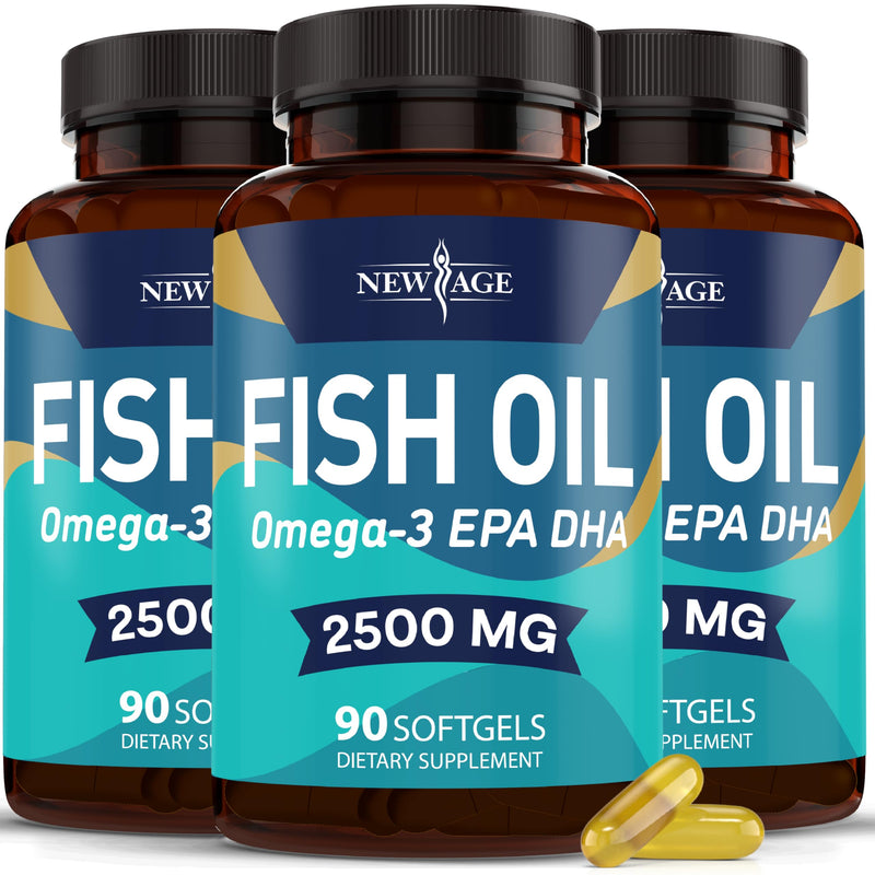 NEW AGE Omega 3 Fish Oil Supplement - Non GMO - EPA, DHA Fatty Acids Gluten Free (270 Softgels (Pack of 3)) 270 Softgels (Pack of 3)