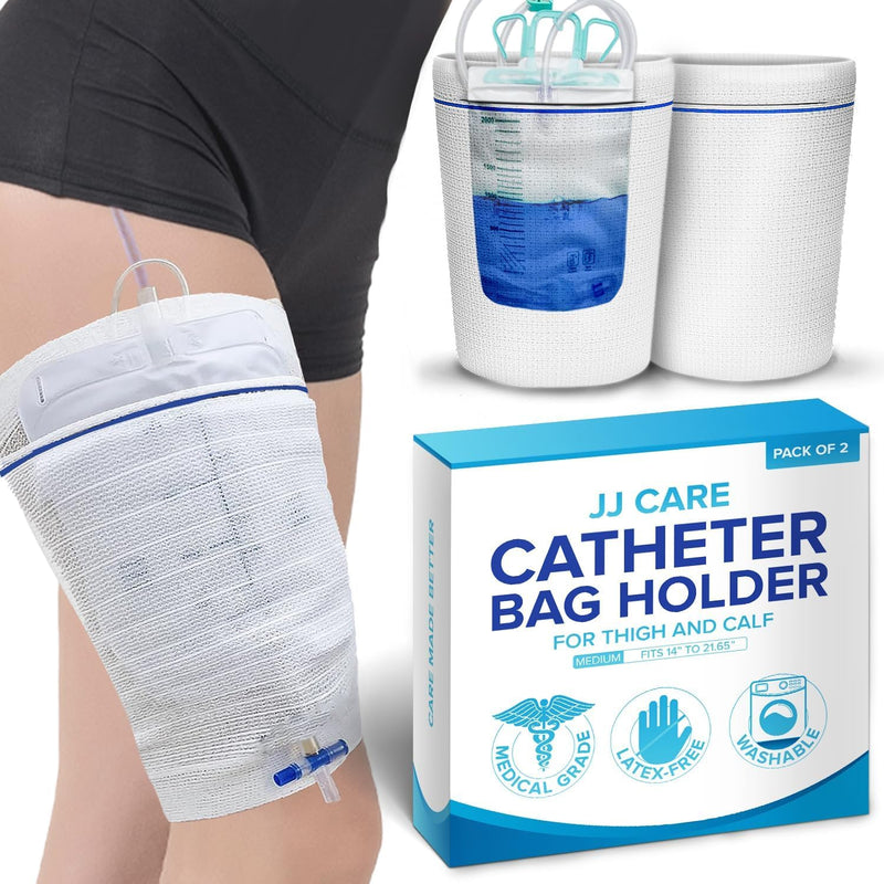 [Australia] - JJ CARE Catheter Bag Holder (Pack of 2), Fabric Nephrostomy Bag Holder, Washable & Reusable Foley Catheter Leg Bag, Urinary Drainage Bag Cover for Men & Women - Medium Size Pack of 2 (Medium) 