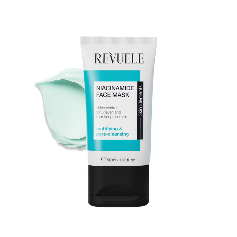 Revuele Niacinamide Face Mask – Pore Minimizing & Balancing Clay Formula with Zinc, Vitamin B3 & Macadamia Oil – Vegan Facial Skincare for Blemish-Prone Skin 1.69 fl.oz