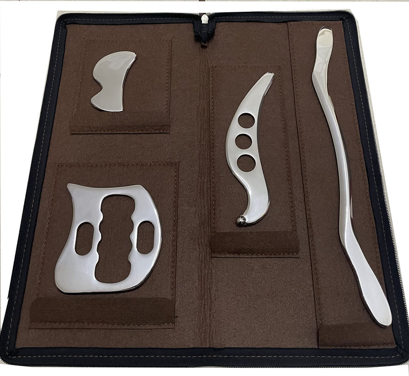 [Australia] - Gua sha Tool Stainless Steel gua sha-Set 4pcs -iastm Tool Gussha Massage Tool Muscle Scraping Tool for Soft Tissue Therapy and Reduce Arms,Back, Legs, Shoulder Muscle Pain(HH1)…… HH1 shape 
