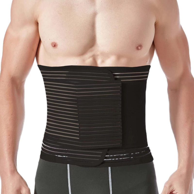 [Australia] - Abdominal Binder for Post Surgery & Postpartum Recovery, Abdomen Hernia Support Belt for Women & Men (Black, Large) Black 