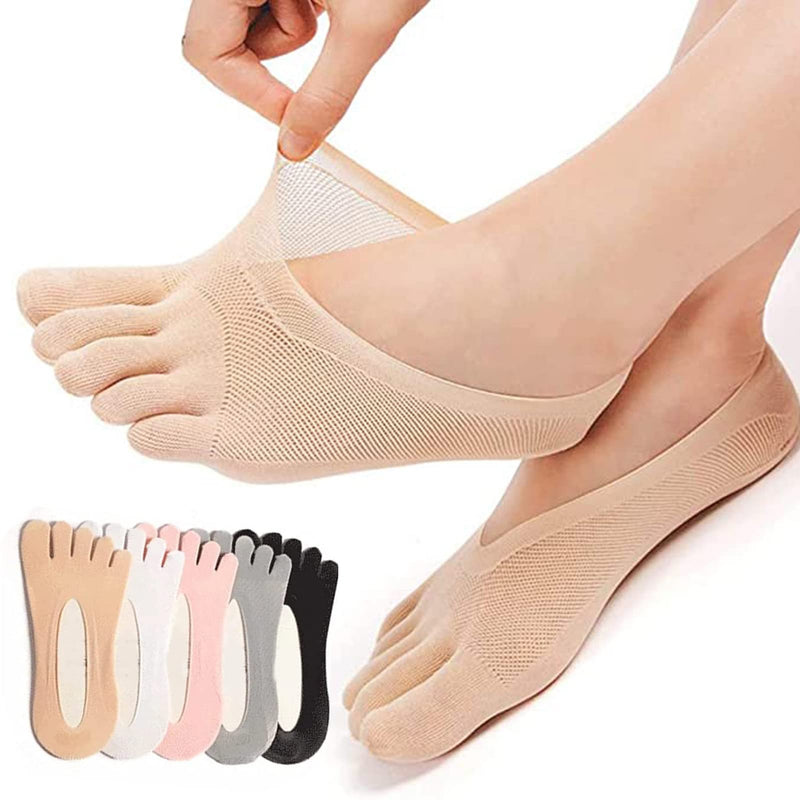 [Australia] - 5 Pairs Sock Align Toe Socks for Bunion, No Show Low Cut Five Finger Orthopedic Compression Socks For Women (Toe Socks-B) Toe Socks-B 