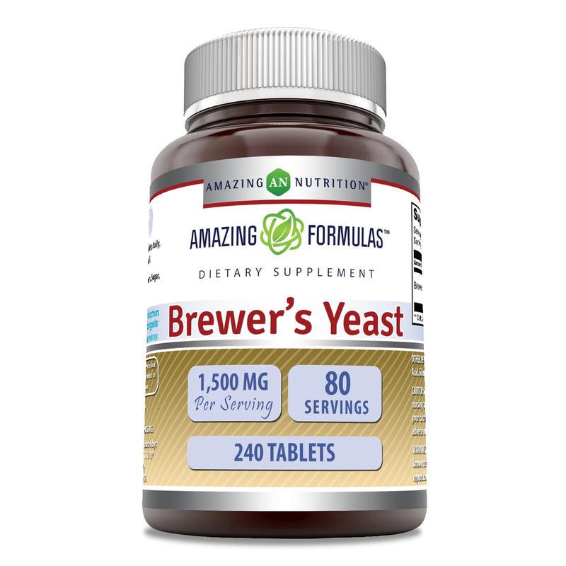 [Australia] - Amazing Formulas Brewers Yeast 1500mg Per Serving 240 Tablets Supplement | Non-GMO | Gluten Free | Made in USA 240 Count 