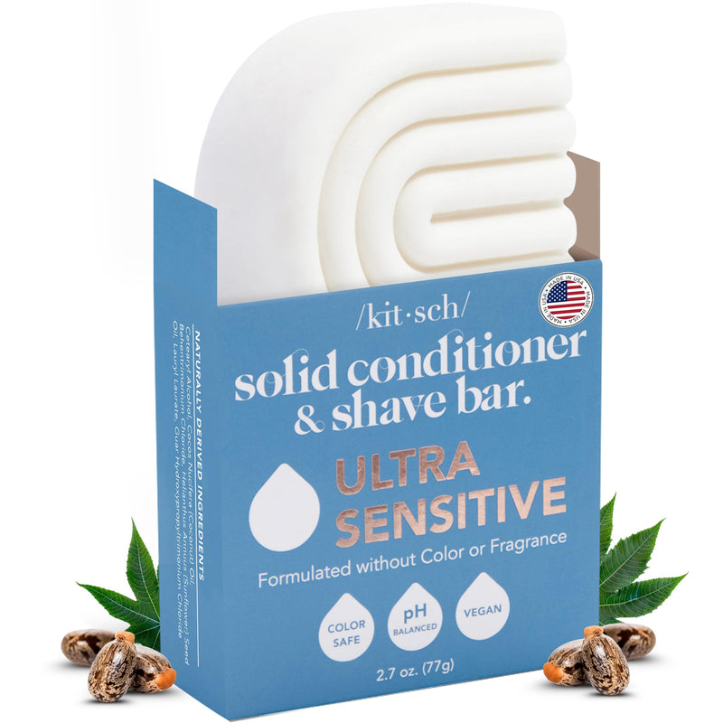 [Australia] - Kitsch 2-in-1 Ultra Sensitive Conditioner Bar & Shaving Soap for Sensitive Scalp & Skin – Moisturizing & Anti-Irritation Bar Soap - Scent Free, 5 Ingredients Only - Made in USA - 2.7oz 
