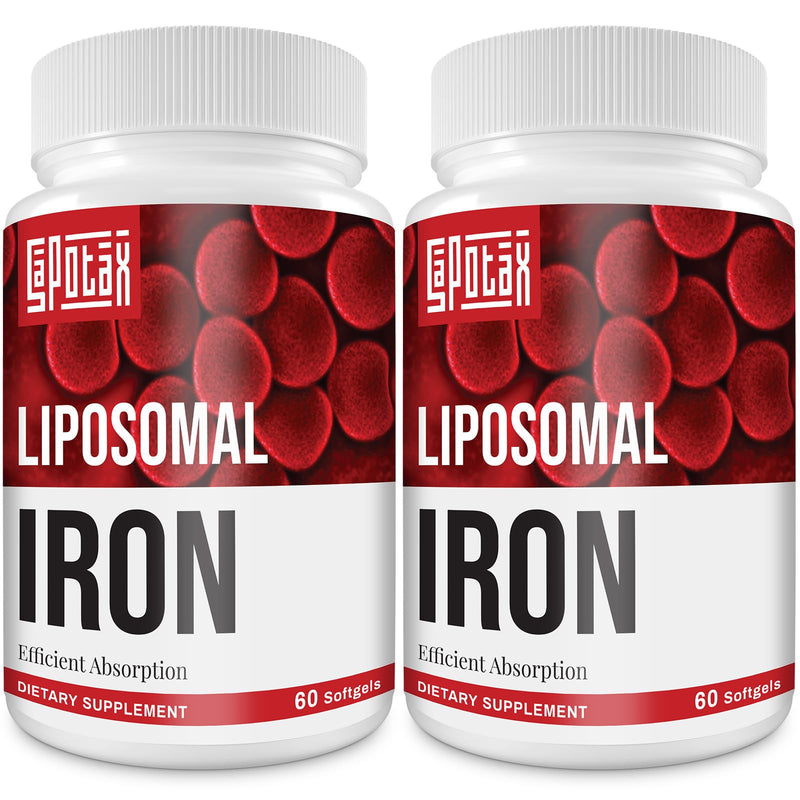 Liposomal Fe Iron Supplement for Women, 65 mg Iron Supplement with Folic Acid & Vitamin B12 for Men, Daily Blood & Energy Support for Adults Iron Deficiency 60 Softgels (2 Bottle) | 65 mg Iron Supplement with Folic Acid & Vitamin B12 for Men, Dietary S...