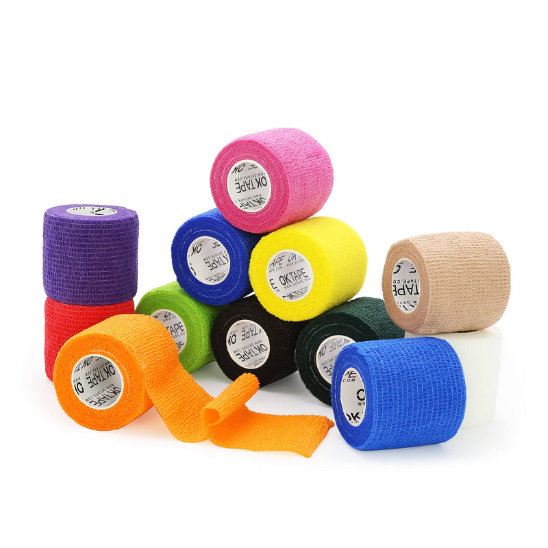 [Australia] - OK TAPE Self Adherent Cohesive Bandages Wrap - 12Packs, 2" x 5 Yards, Non-Woven Self Adhesive Bandage Wrap for Thumb, Finger, Wrist, Ankle, Vet Wrap Bandages Tape (Mixed Colors) 2 Inch x 5 Yards Mix Color 01 