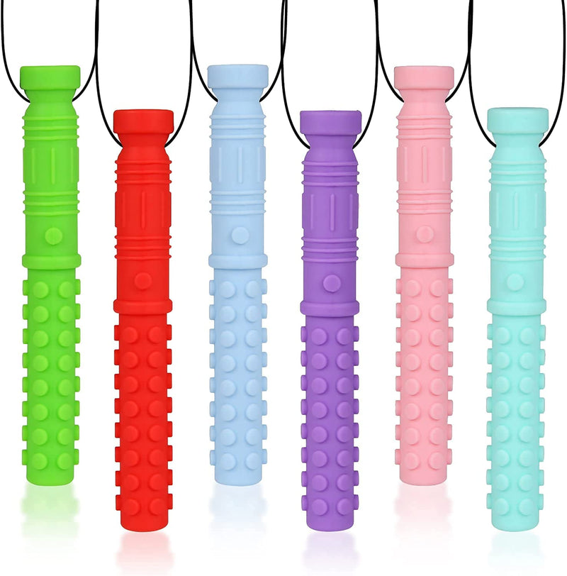 [Australia] - Chew Necklace, SLGOL 6 Pack Mace Chew Necklace for Sensory Kids, BPA Free, Food- Grade Silicone Oral Motor Aids chewelry Chewy Necklace Sensory for Autism, ADHD, Anxiety, or Other Special Needs 