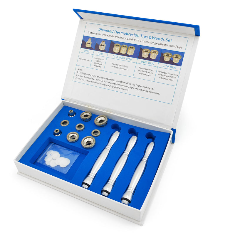 Elitzia 9 Tips 3 Wands Quality Diamond Dermabrasion Replacements Remove Wrinkles Blackheads Fine Lines ETL06A (Aluminium) Aluminium