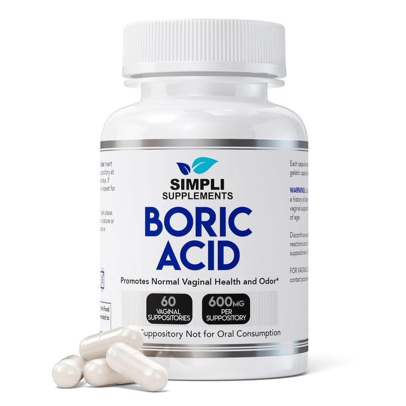 [Australia] - 60 Boric Acid Suppositories for Women | BV Treatment for Women | pH Balance Pills | Vaginal Care | Bacterial Vaginosis Treatment Boric Acid (600mg) 
