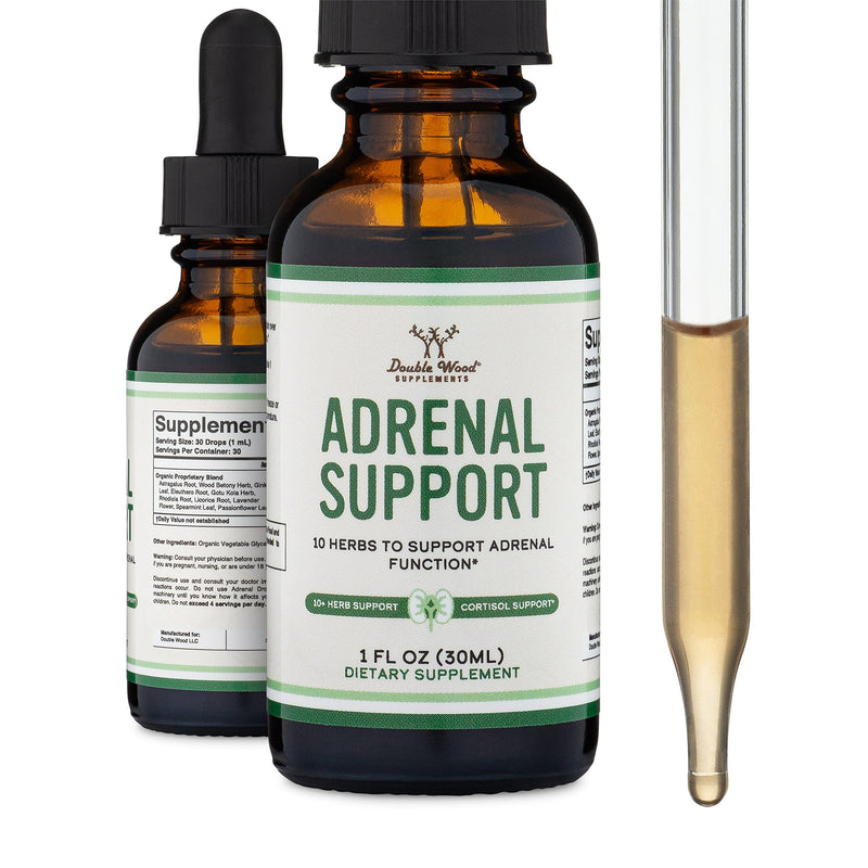 [Australia] - Adrenal Support Supplements (Liquid Drops) - 10 Organic Adaptogens for Adrenal Fatigue (One Month Supply) Cortisol Manager for Stress Relief (10 Apoptogenic Herbs for Adrenal Health) by Double Wood 