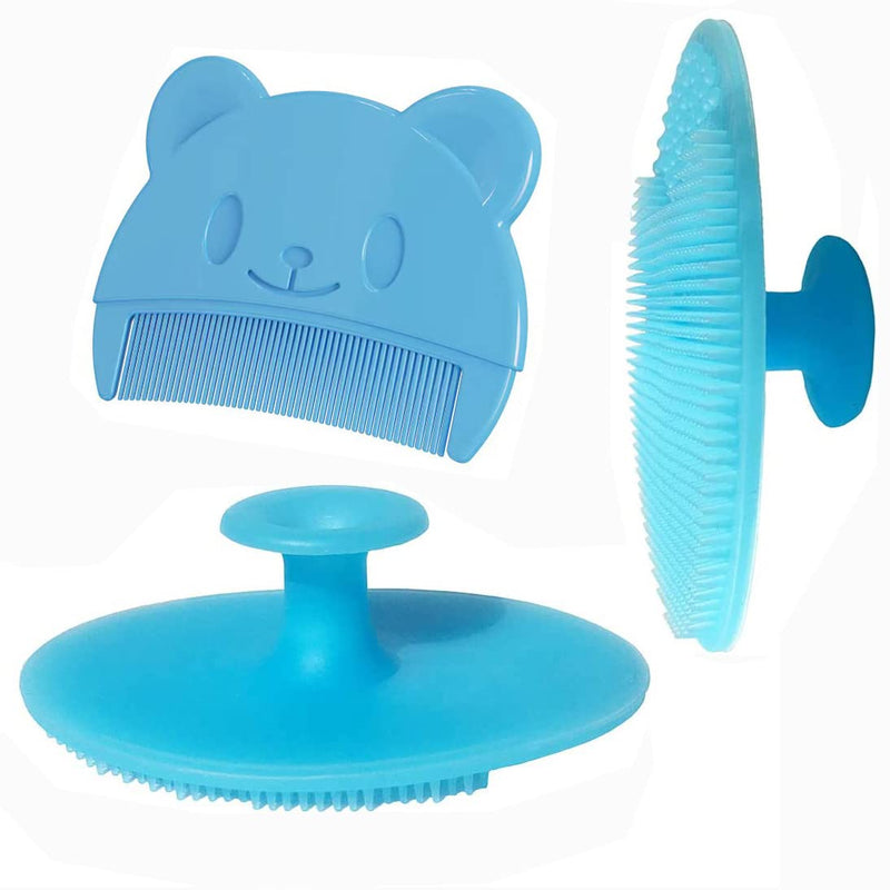 [Australia] - Baby Bath Brush, Baby Cradle Cap Brush, Silicone Massage Brush, Baby Comb, Children's CombÔºà3pcsÔºâ (Blue) Blue 