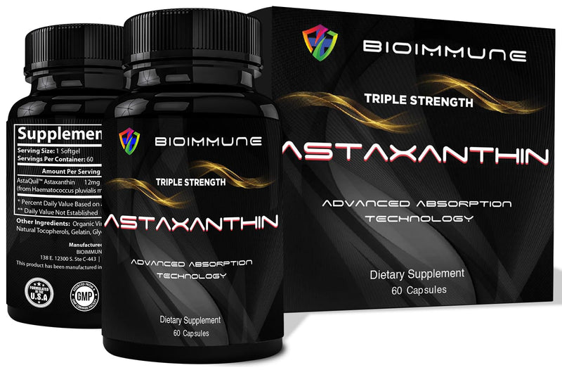 [Australia] - Triple Strength AstaQuil™ Astaxanthin 12mg Enhanced Absorption, 60 Softgels w/Organic Coconut Oil. Powerful Antioxidant for Eye, Joint & Heart Health. 1 